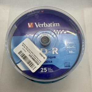 25PK Verbatim Music CD-R 80 Minute 700 MB Blank Recordable Audio Disk Sealed